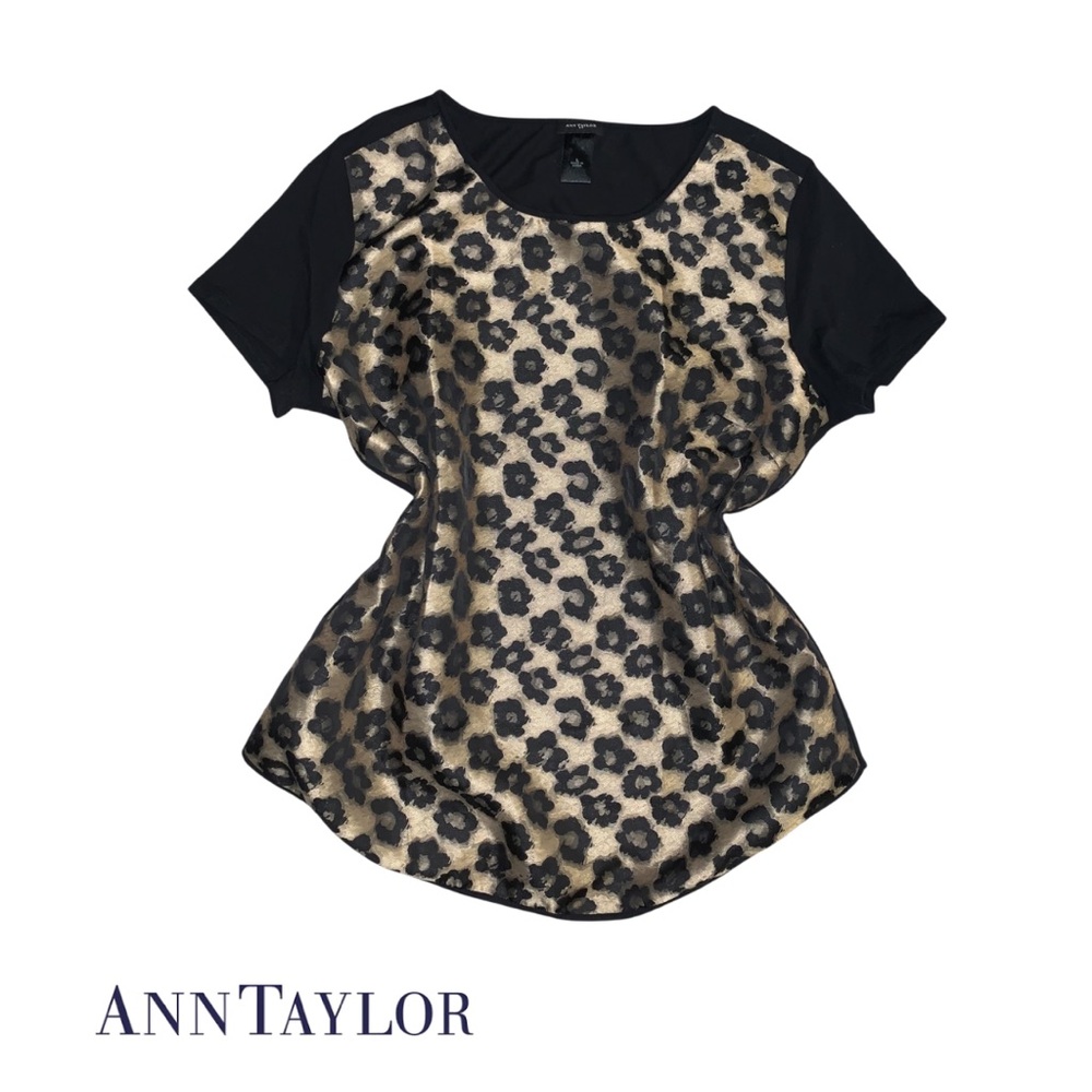 Ann Taylor Black and Tan Leopard Print Blouse